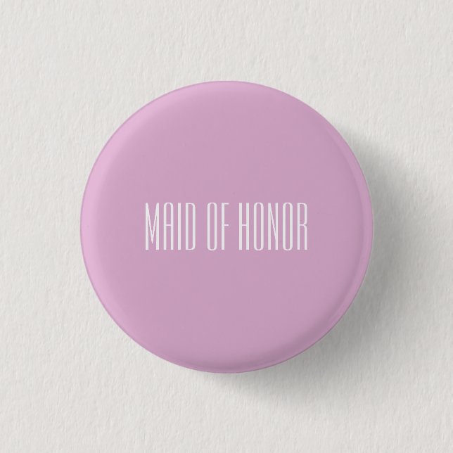 Pink Angora Maid of Honour Button (Front)
