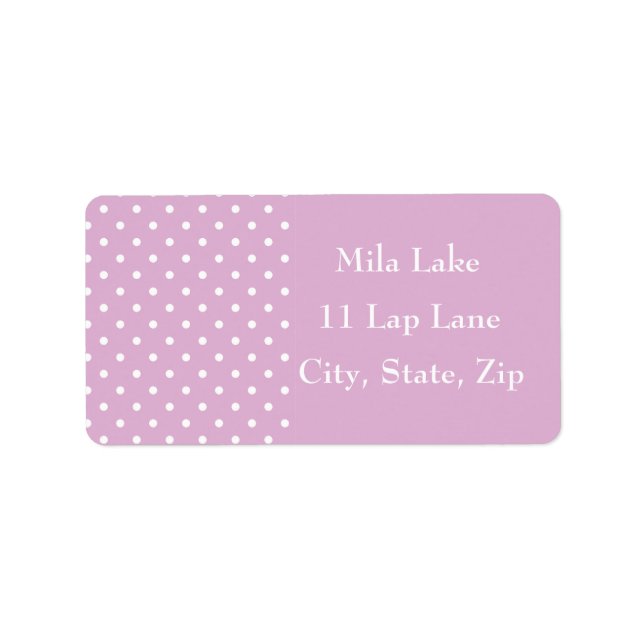 Pink Angora Polka Dot Custom Address Labels (Front)