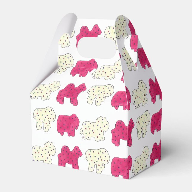 Pink Animal Crackers Cookies Circus Birthday Party Favour Box (Front Side)