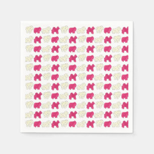 Pink Animal Crackers Cookies Circus Birthday Party Napkin