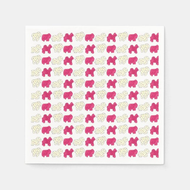 Pink Animal Crackers Cookies Circus Birthday Party Napkin (Front)