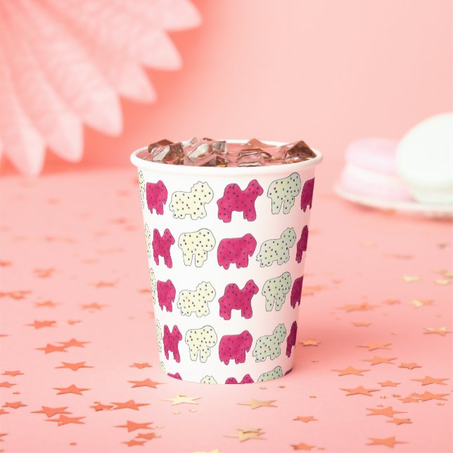 Pink Animal Crackers Cookies Circus Birthday Party Paper Cups (Insitu)