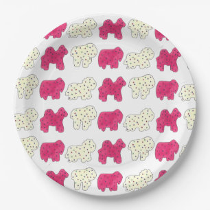 Pink Animal Crackers Cookies Circus Birthday Party Paper Plate