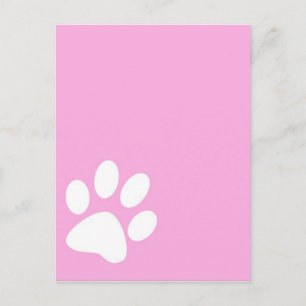 pink animal pet paw print postcard
