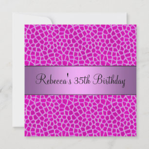 Pink  Animal Print 35th Elegant Birthday Party Invitation