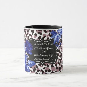 Pink Animal Print Floral Mug. I Walk the Line Mug