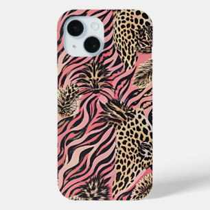 Pink Animal Print Fusion - Seamless Pattern iPhone 15 Case