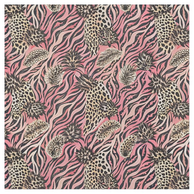 Pink Animal Print Fusion - Seamless Pattern Fabric (Close Up)