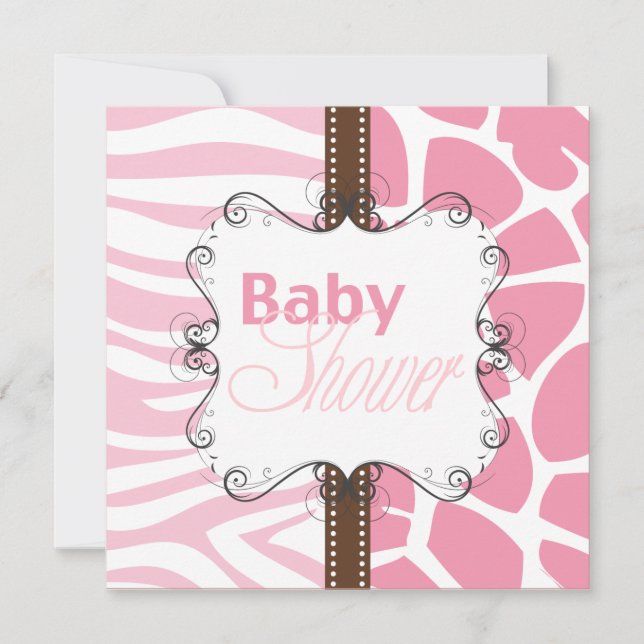 Pink Animal Print Invitation (Front)
