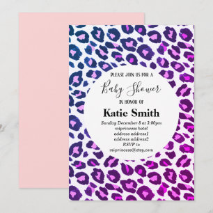 pink animal print, Leopard ,cheetah baby shower Invitation