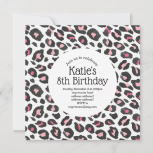 pink animal print, Leopard ,cheetah birthday Invitation