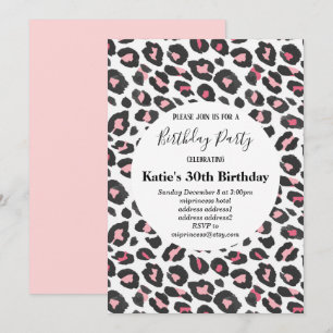 pink animal print, Leopard ,cheetah birthday Invitation