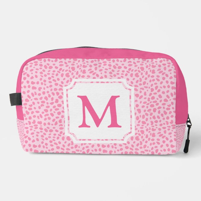 Pink Animal Print | Leopard Monogram Dopp Kit (Front)