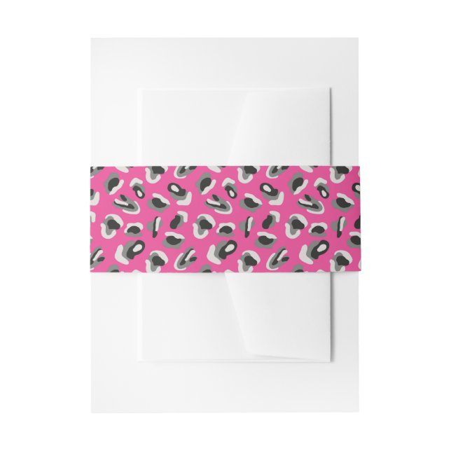 Pink animal print pattern invitation belly band (Front Example)