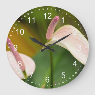 Pink Anthurium Flowers Kauai Hawaii Large Clock