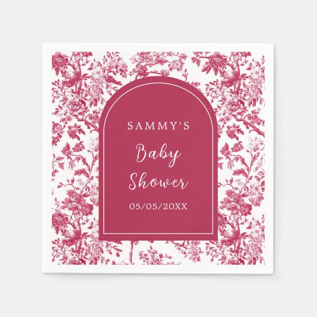 Pink Antique Chinoiserie Baby Shower Napkin (Front)
