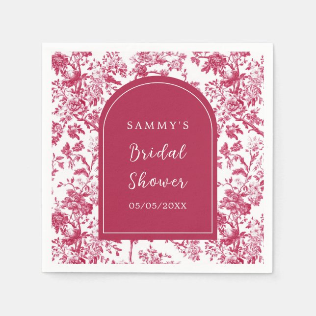 Pink Antique Chinoiserie Bridal Shower Napkin (Front)