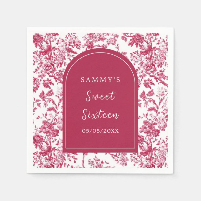 Pink Antique Chinoiserie Sweet Sixteen Napkin (Front)