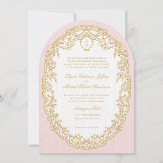 Pink Antique Paris Monogram Invitation
