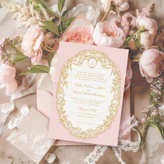 Pink Antique Paris Monogram Invitation