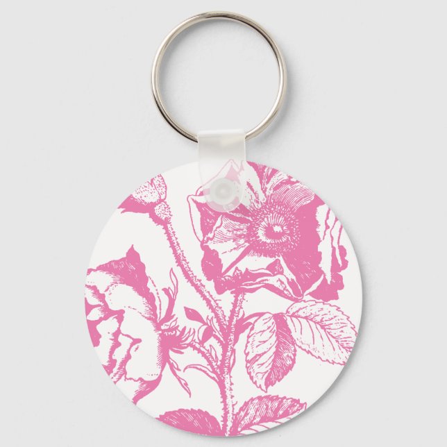 Pink Antique Rose Key Ring (Front)