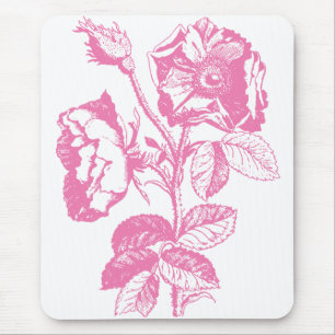 Pink Antique Rose Mouse Mat