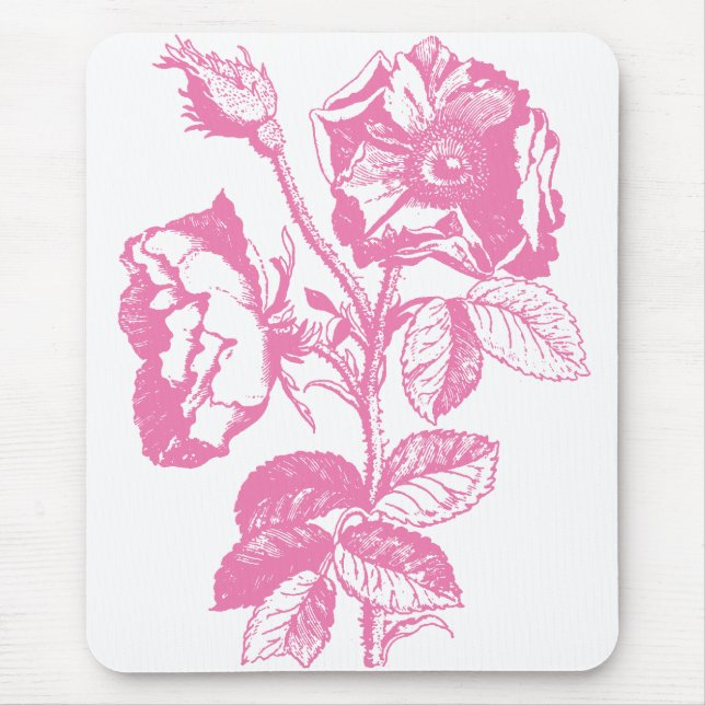 Pink Antique Rose Mouse Mat (Front)