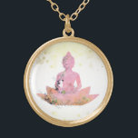 *~* Pink  AP33 Buddha Botanical Floral Lotus   Gold Plated Necklace<br><div class="desc">(( search id AP33 for similar designs )) Simple and Minimal Abstract Boho Zen Watercolor soft with GOLD areas. There are options in shape and metal plating colours in Silver Plate and Gold Plate. * Energetically Enhanced Bohemian Botanical Garland / Bouquet Floral / Flowers Pastel Modern Popular softly Colourful Zen...</div>
