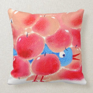 PINK APPLE BIRD PILLOW