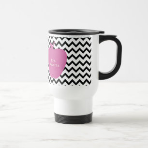 Pink Apple Black Chevron Teacher Travel Mug