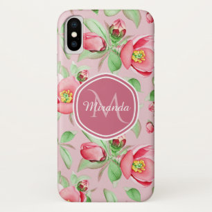 Pink Apple Blossom Monogram iPhone X Case