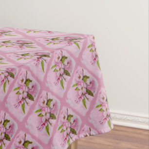 PINK APPLE BLOSSOMS DECOR TABLECLOTH