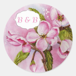 PINK APPLE BLOSSOMS WATERCOLOR FLOWER STICKERS