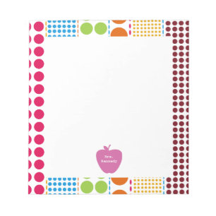 Pink Apple Boho Dots Teacher Notepad