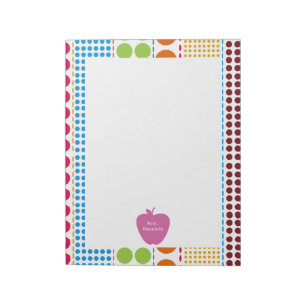 Pink Apple Boho Dots Teacher Notepad