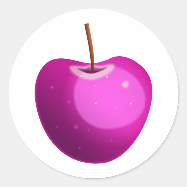 Pink Apple Classic Round Sticker (Front)