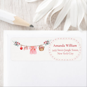 Pink Apple Clothesline Baby Shower Return Address