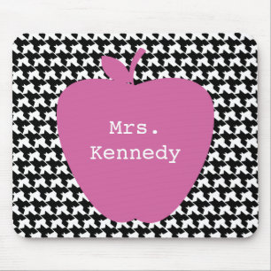 Pink Apple Houndstooth Teacher Mouse Mat