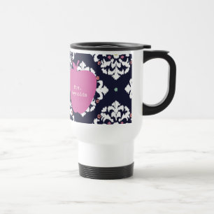 Pink Apple & Ikat Teacher Travel Mug