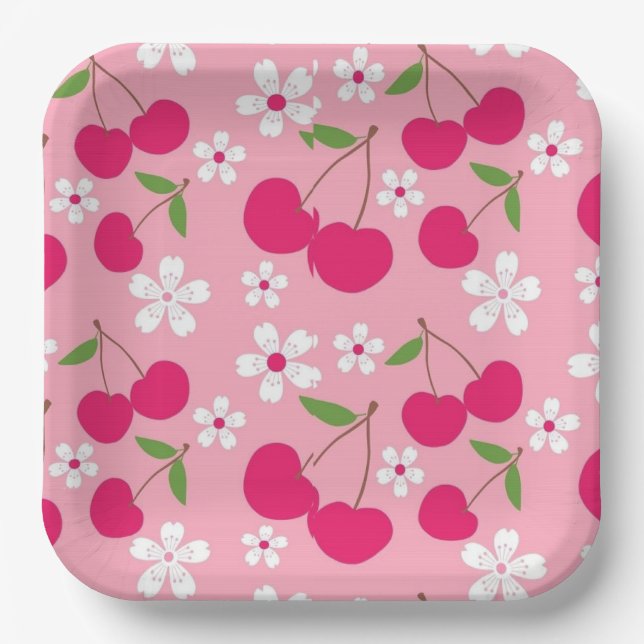 Pink apple paper plate (Front)