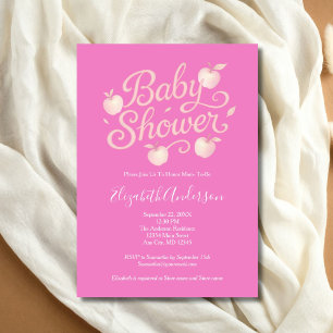 Pink Apples Baby Girl Baby Shower Invitation
