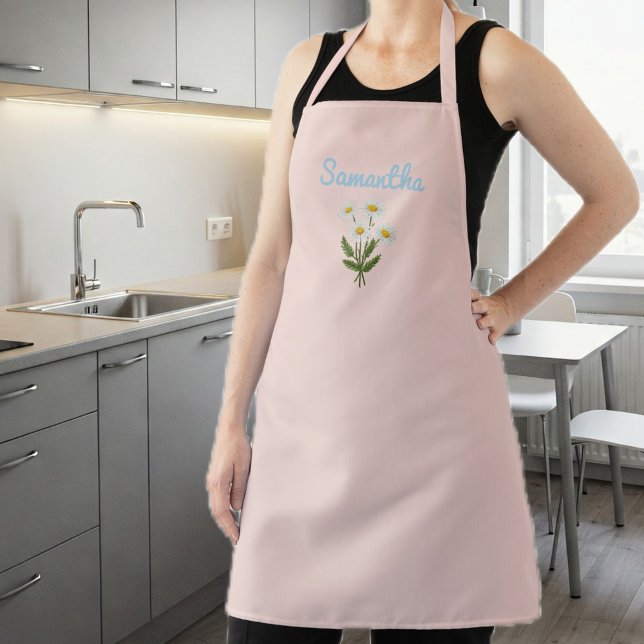 pink Apron for Women with Daisies (Creator Uploaded)