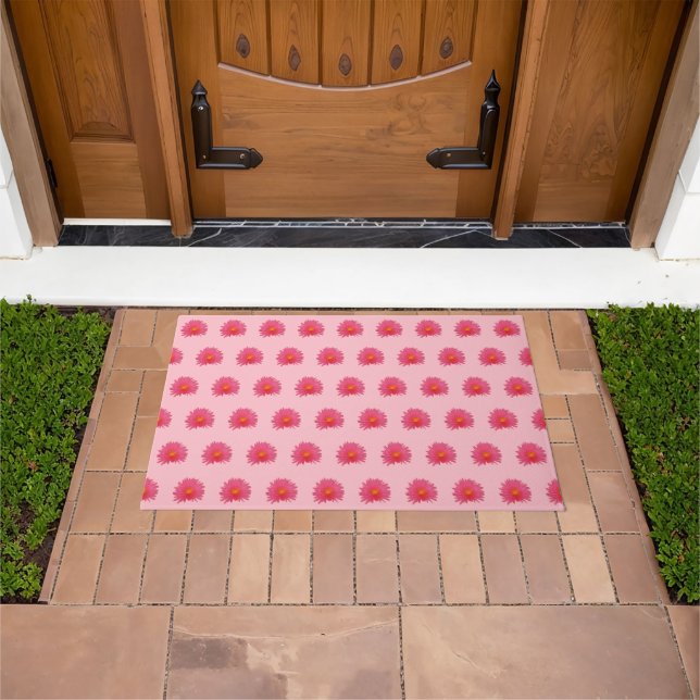 Pink Aptenia Flower Seamless Pattern on Doormat (Outdoor)