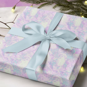 pink + aqua antique santa claus pattern christmas wrapping paper