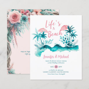 Pink Aqua Beach Floral Boho Spring Summer Wedding