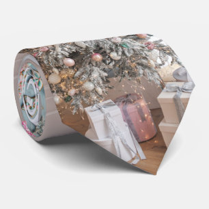 Pink Aqua Blue Colourful Christmas Gingerbread Tre Tie