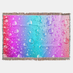 Pink & Aqua Blue Gradient Water Droplets Throw Blanket