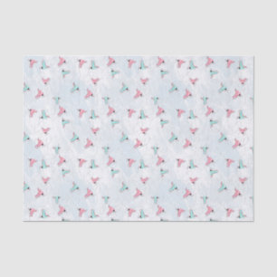Pink & Aqua Ice Skates Christmas Winter Tissue Paper