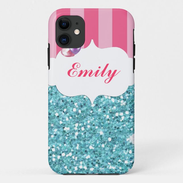 Pink & Aqua Keep Calm and Sparkle On IPhone 5 Case (Back)