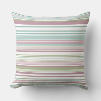 Pink, Aqua, mint, spring rain and mauve stripes Cushion